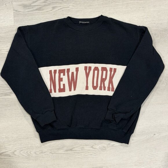 Brandy Melville New York Crewneck Sweatshirt Navy One Size 2010s Excellent - Picture 1 of 4
